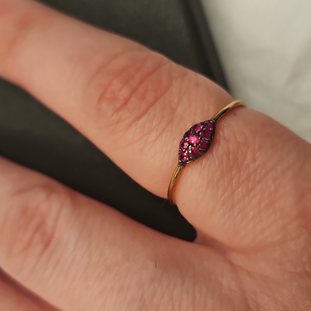Ruby Cluster And Solid Rose Gold Ring, Size 8 - image 3
